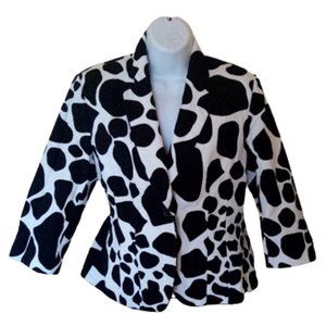 Black White Blazer Jacket w Bold Print  Size 10